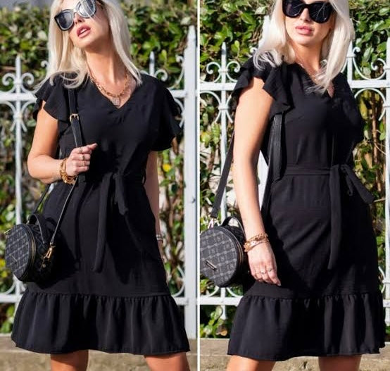 short dress in red & black