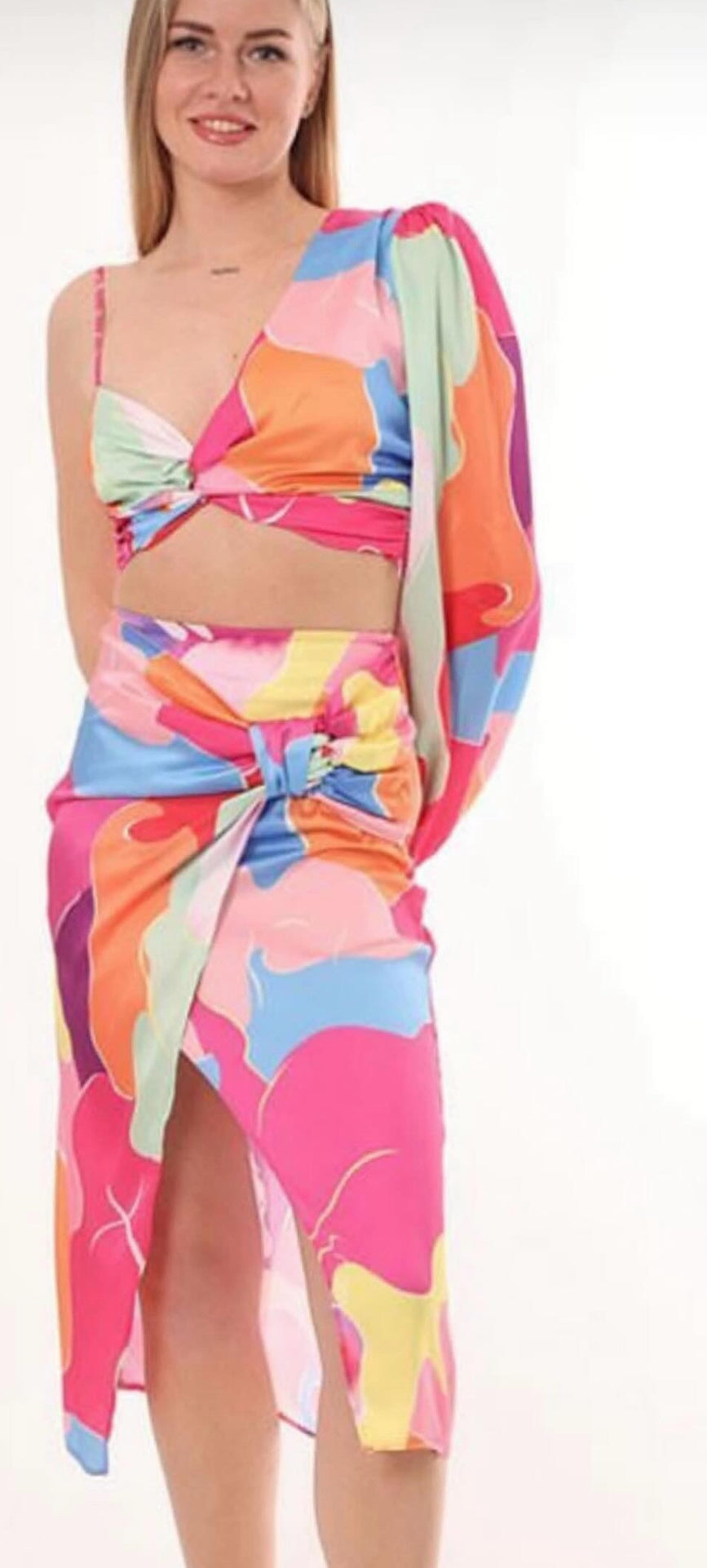 Multi pink wrap skirt