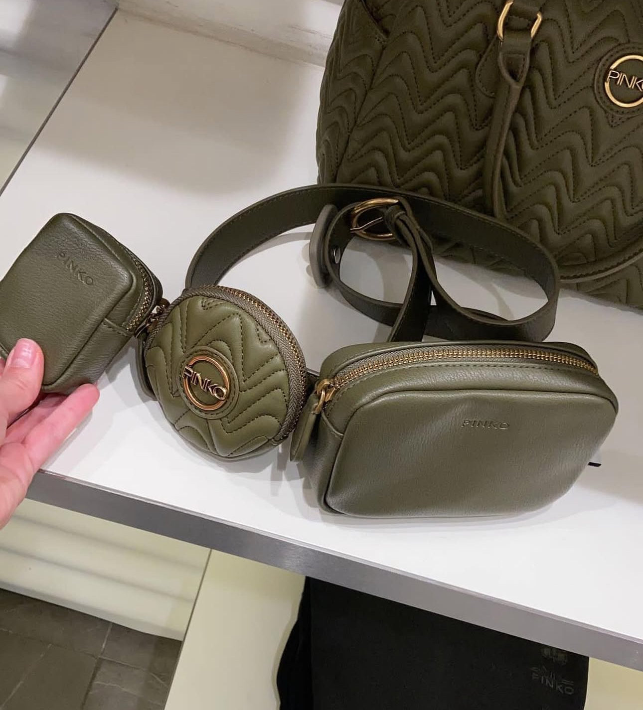 Pinko olive belt bag