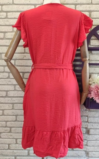 short dress in red & black