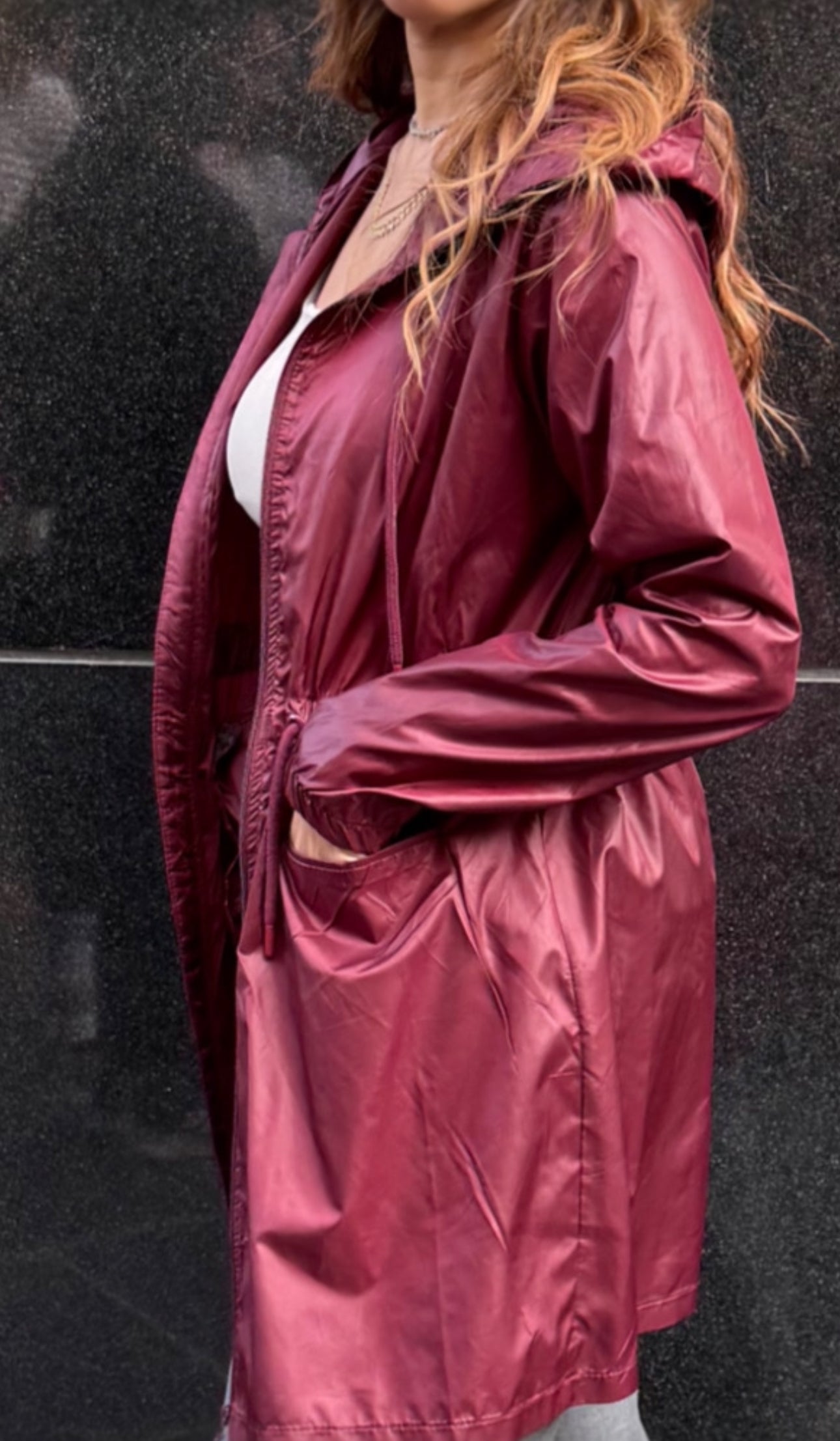 Waterproof burgundy jacket