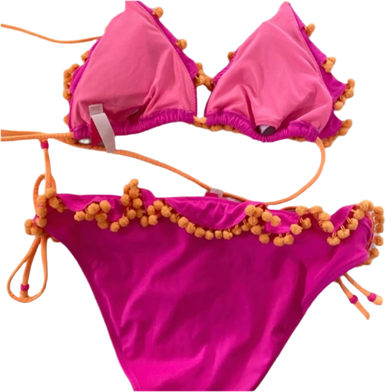 Pink and Orange Pom Pom Bikini