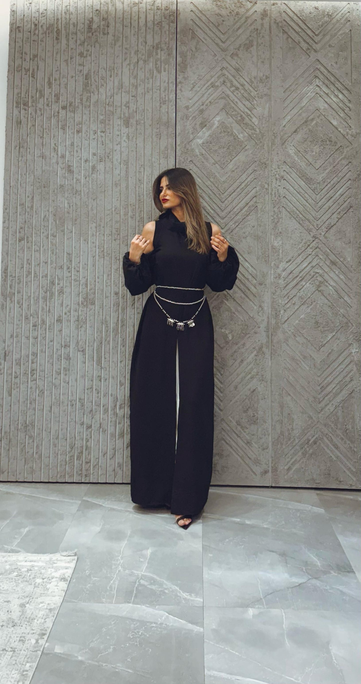 Black & white open sleeves dress