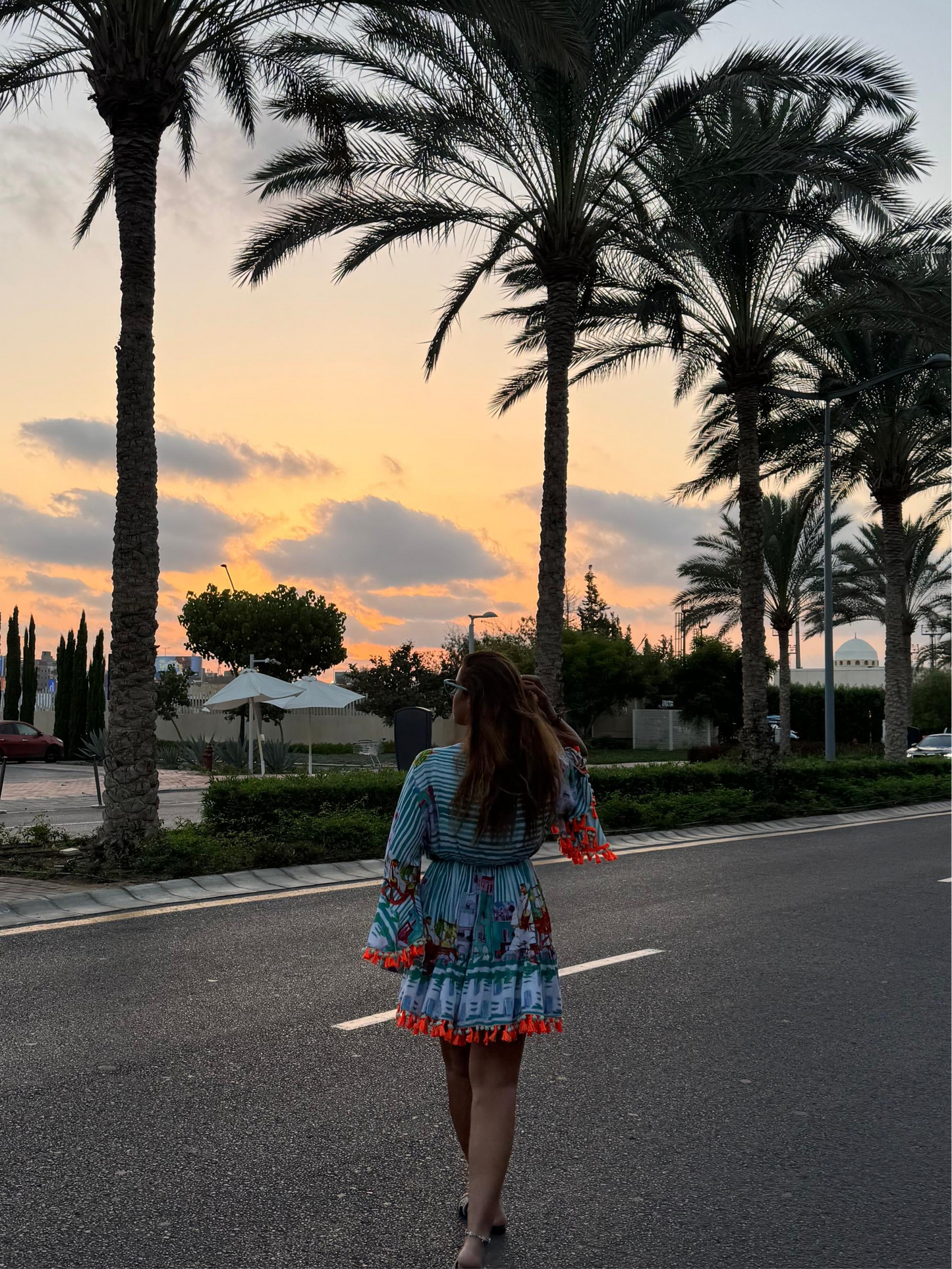 Short color pattern dress