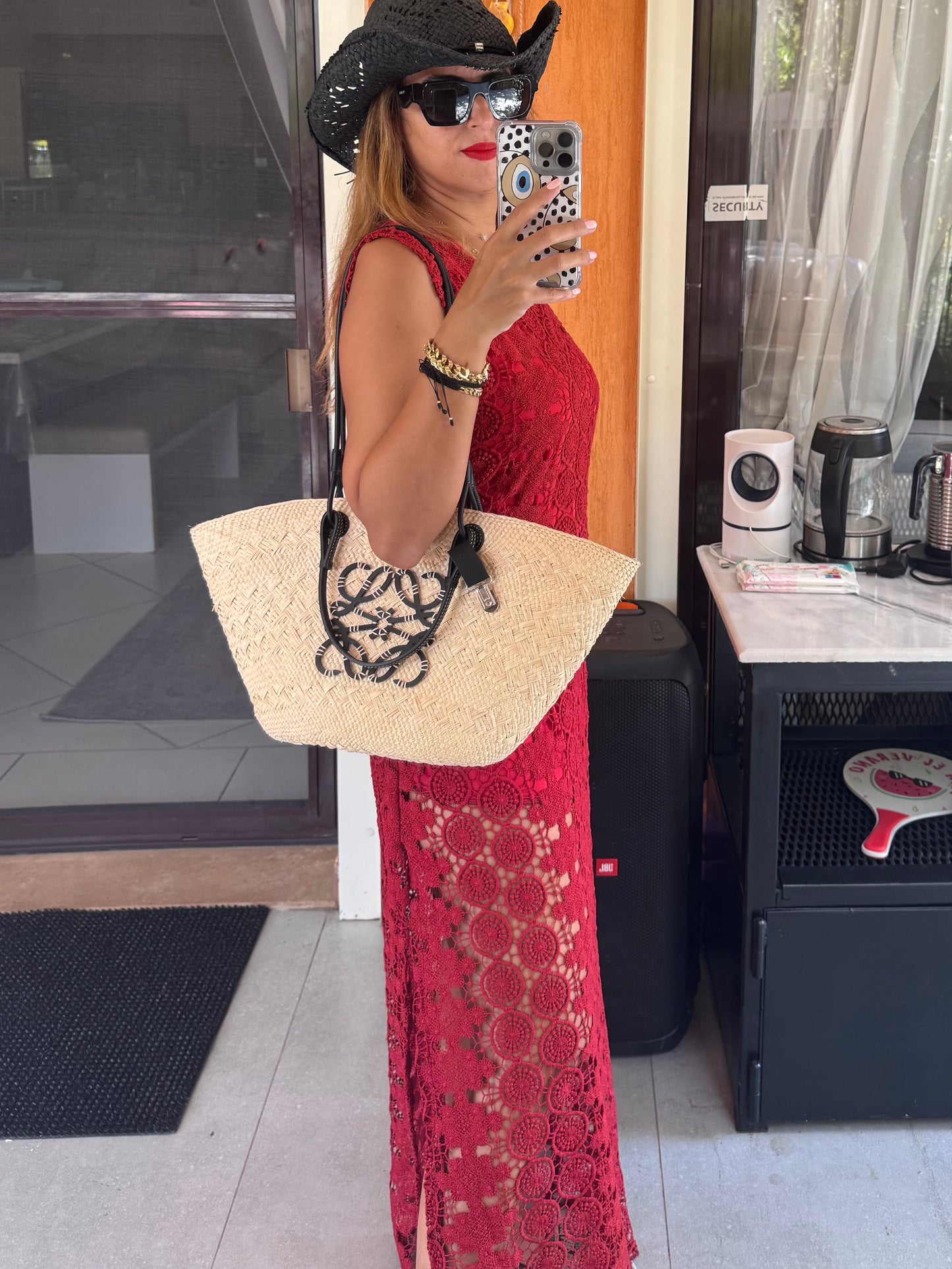 Burgundy crochet long dress