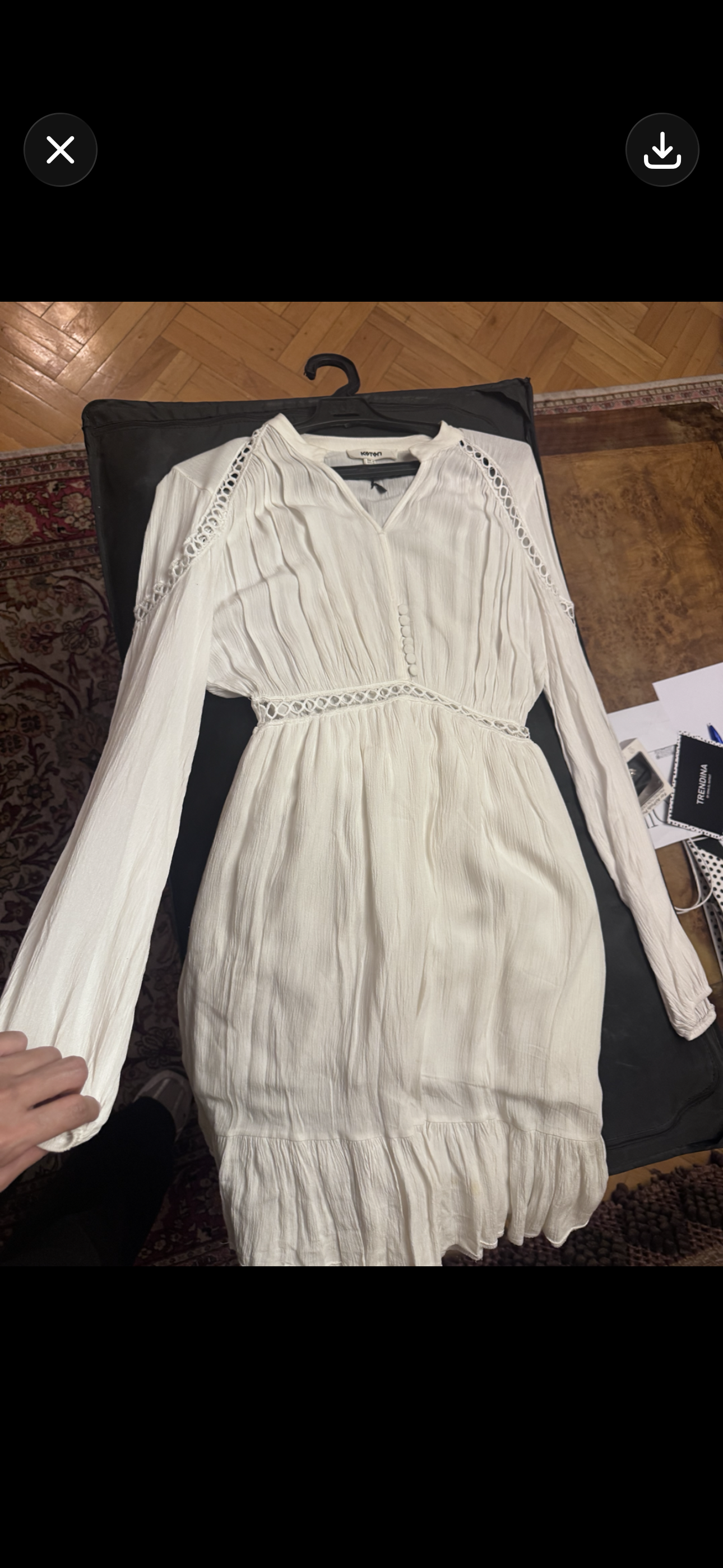 Off white long sleeves fluffy dress