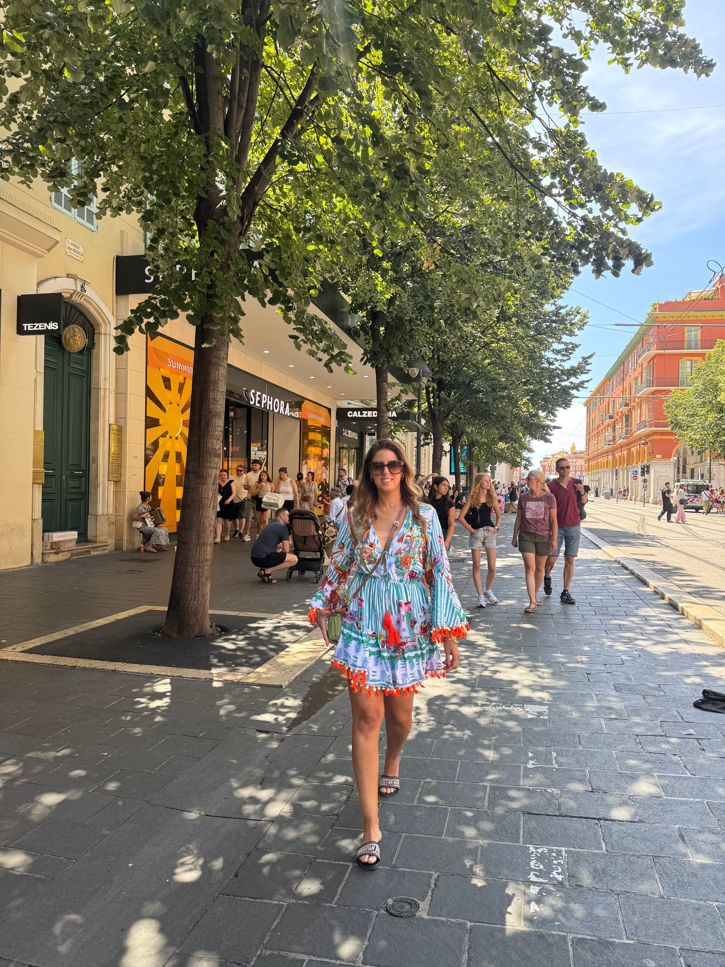 Short color pattern dress