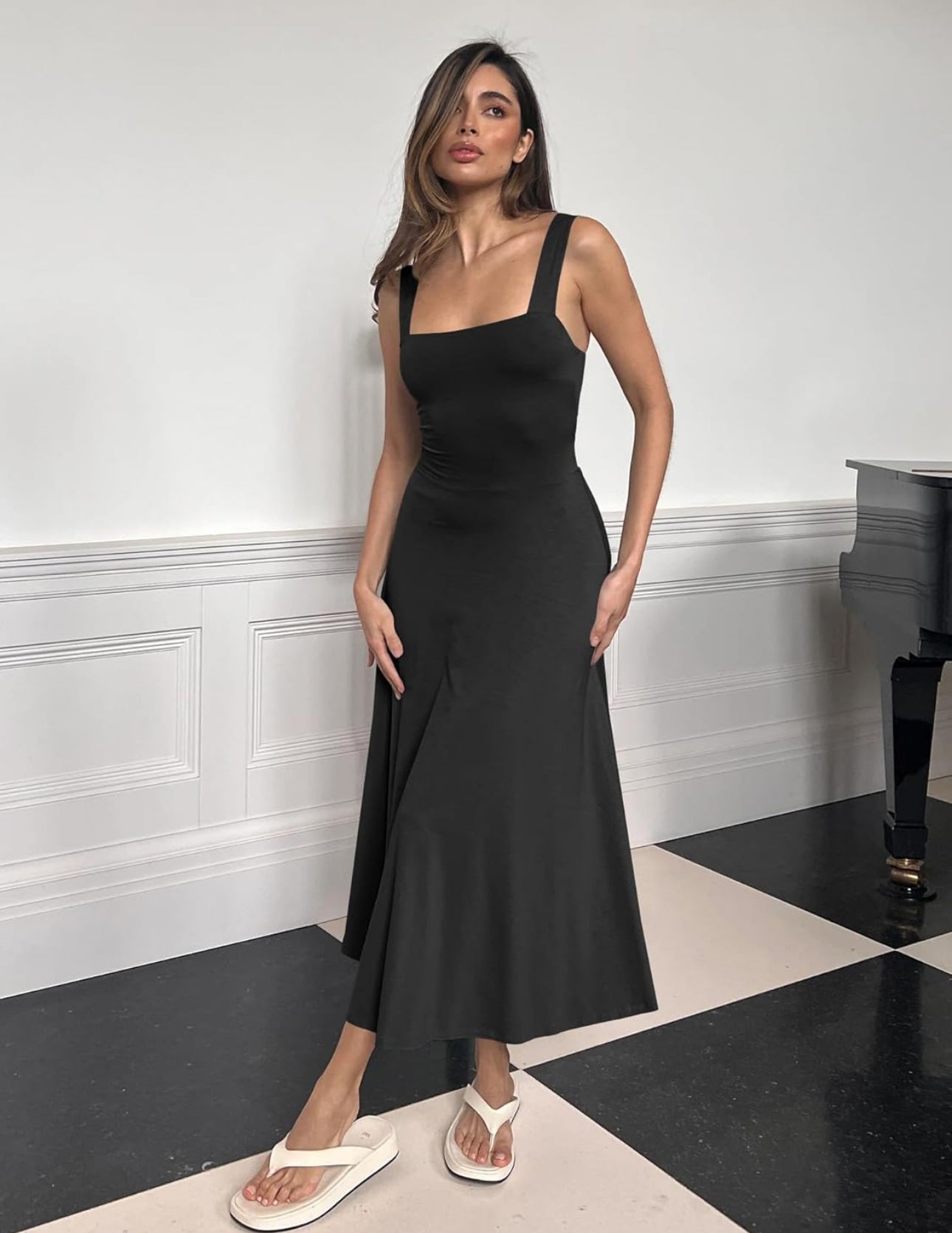 Black midi dress
