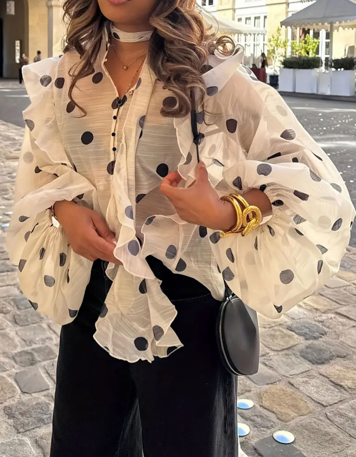 Polka chiffon shirt