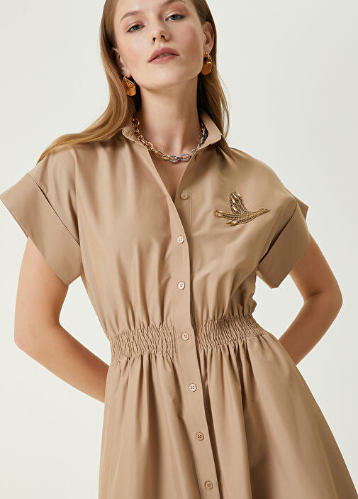 Beymen Club
Beige Embellished Logo Shirt Dress