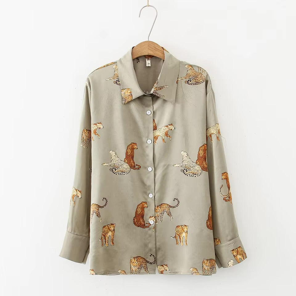 Beige animal print shirt