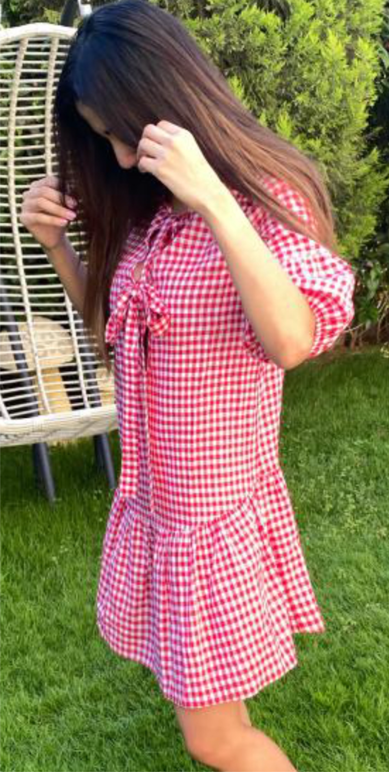 Red square short dress