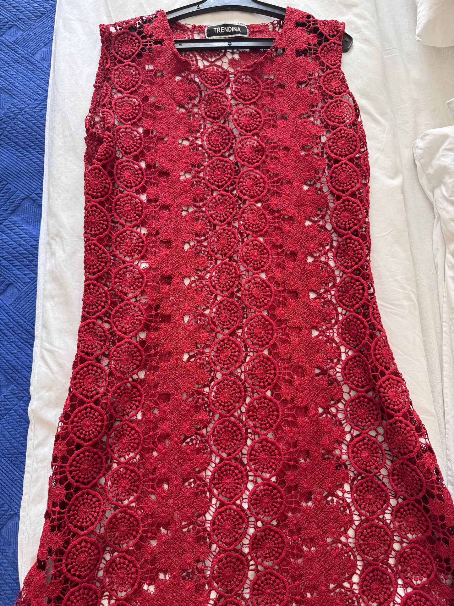 Burgundy crochet long dress