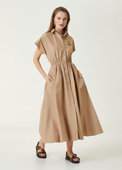 Beymen Club
Beige Embellished Logo Shirt Dress