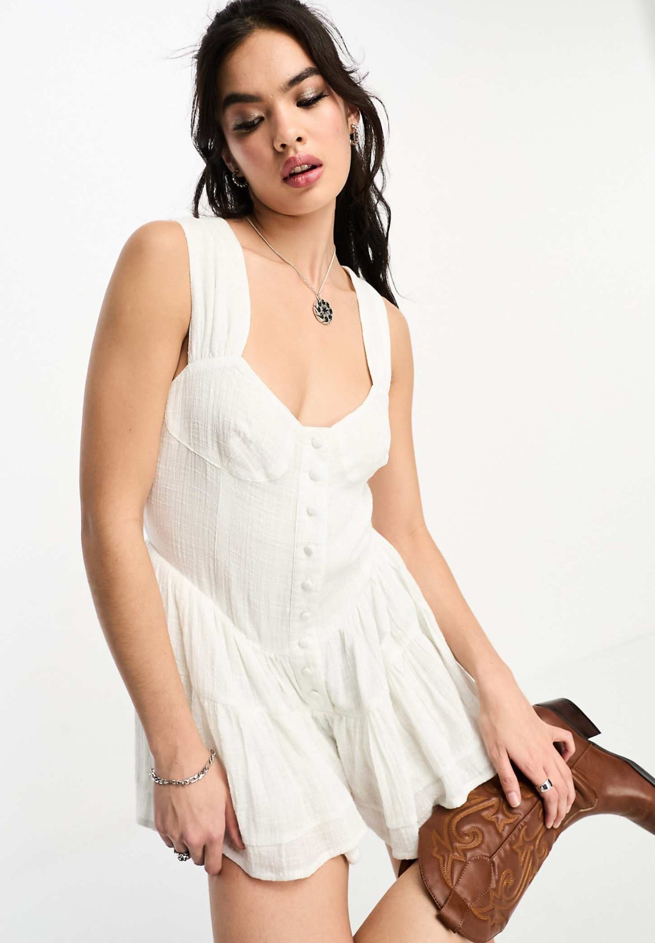 Beige short romper