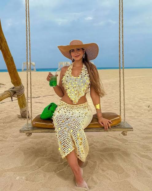 Golden cover up long set