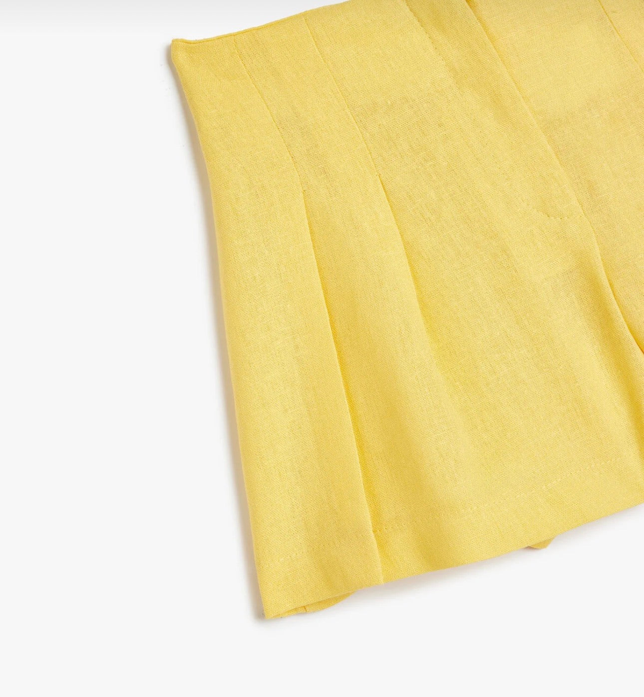 Linen Shorts Pleated Above Knee Elastic Waist