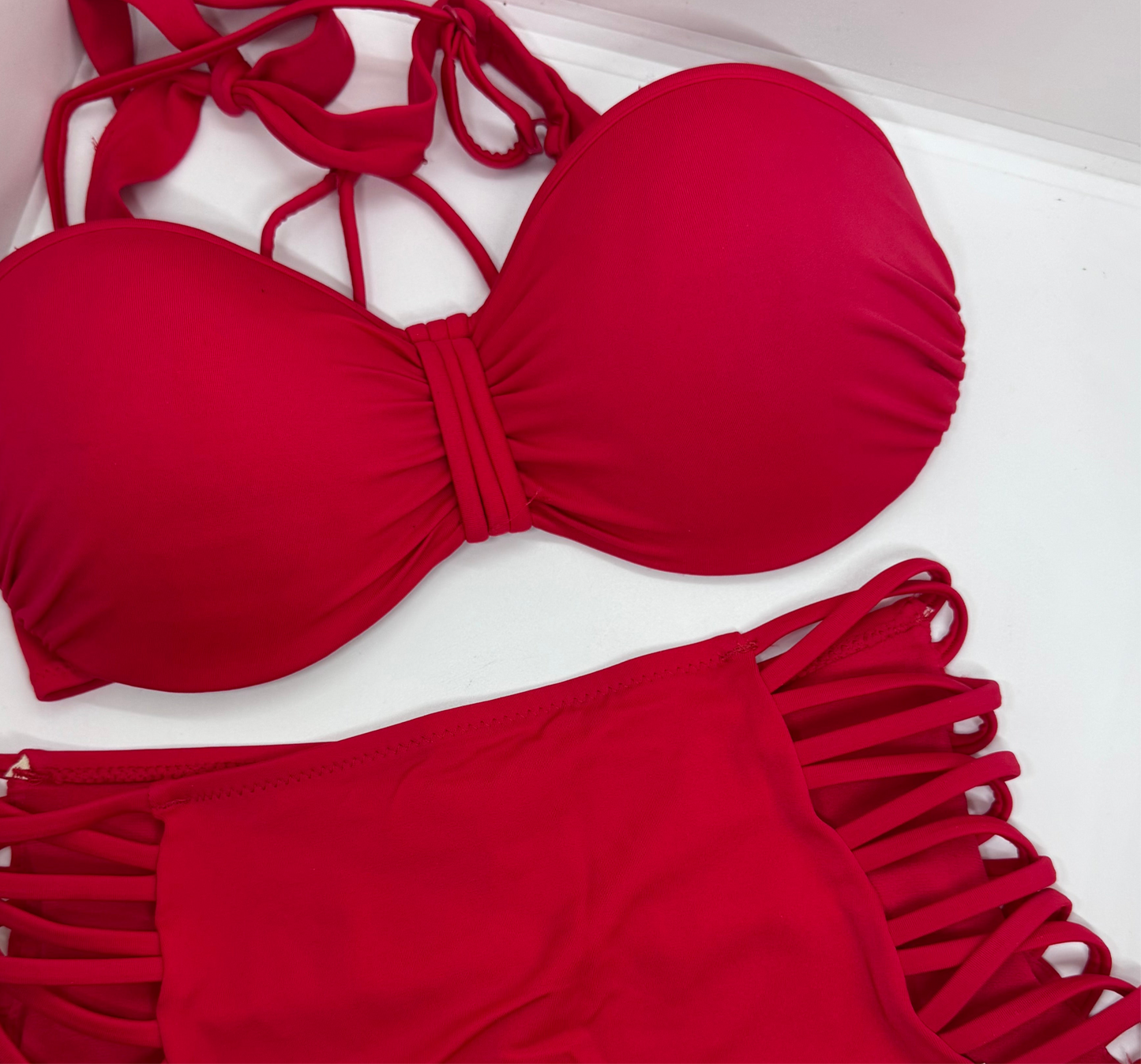 High waist red bikini