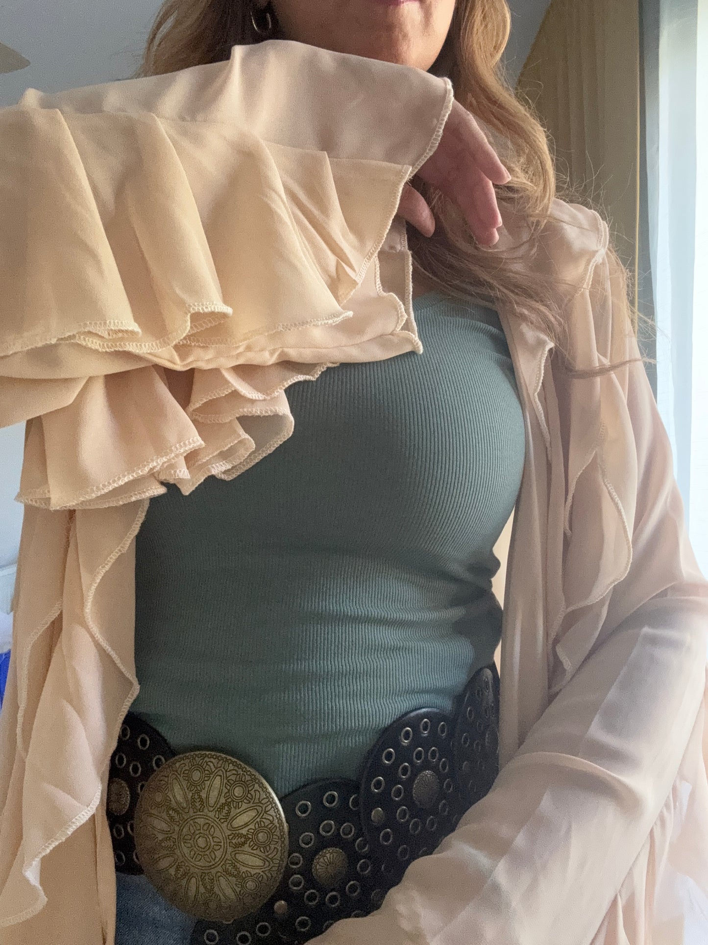 Chiffon raffle cardigan