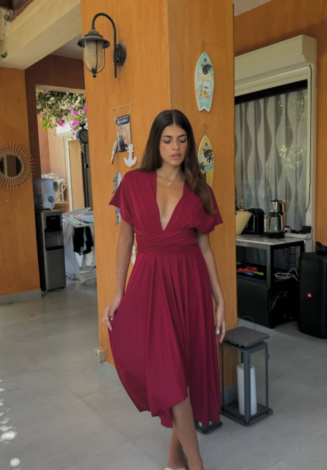 Burgundy adjust dress