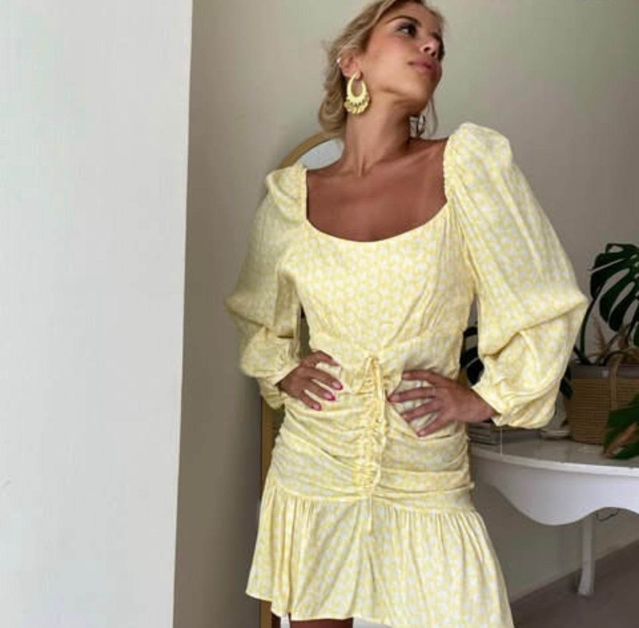 Drapes Yellow short dress