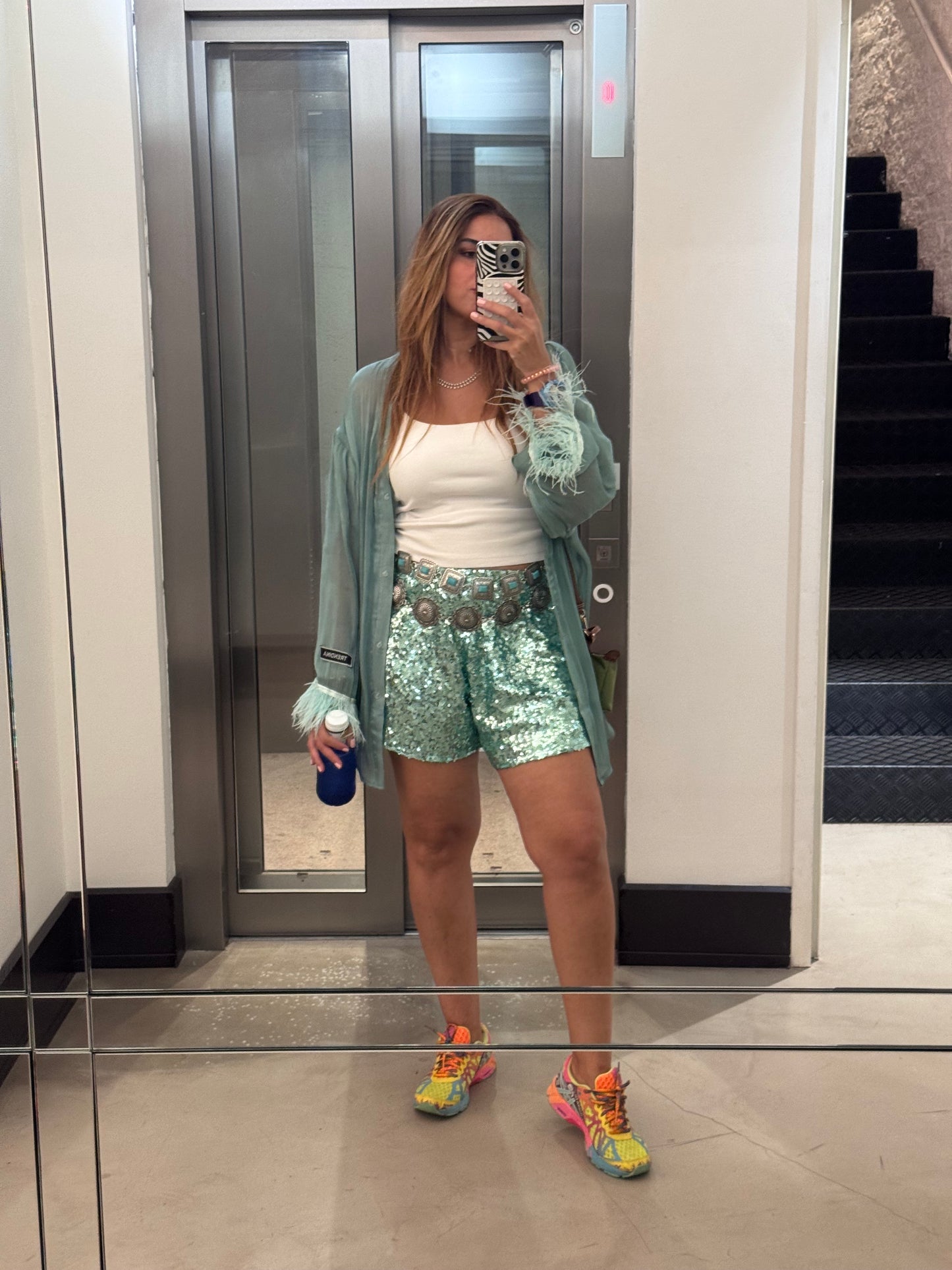 Mint short sequin set