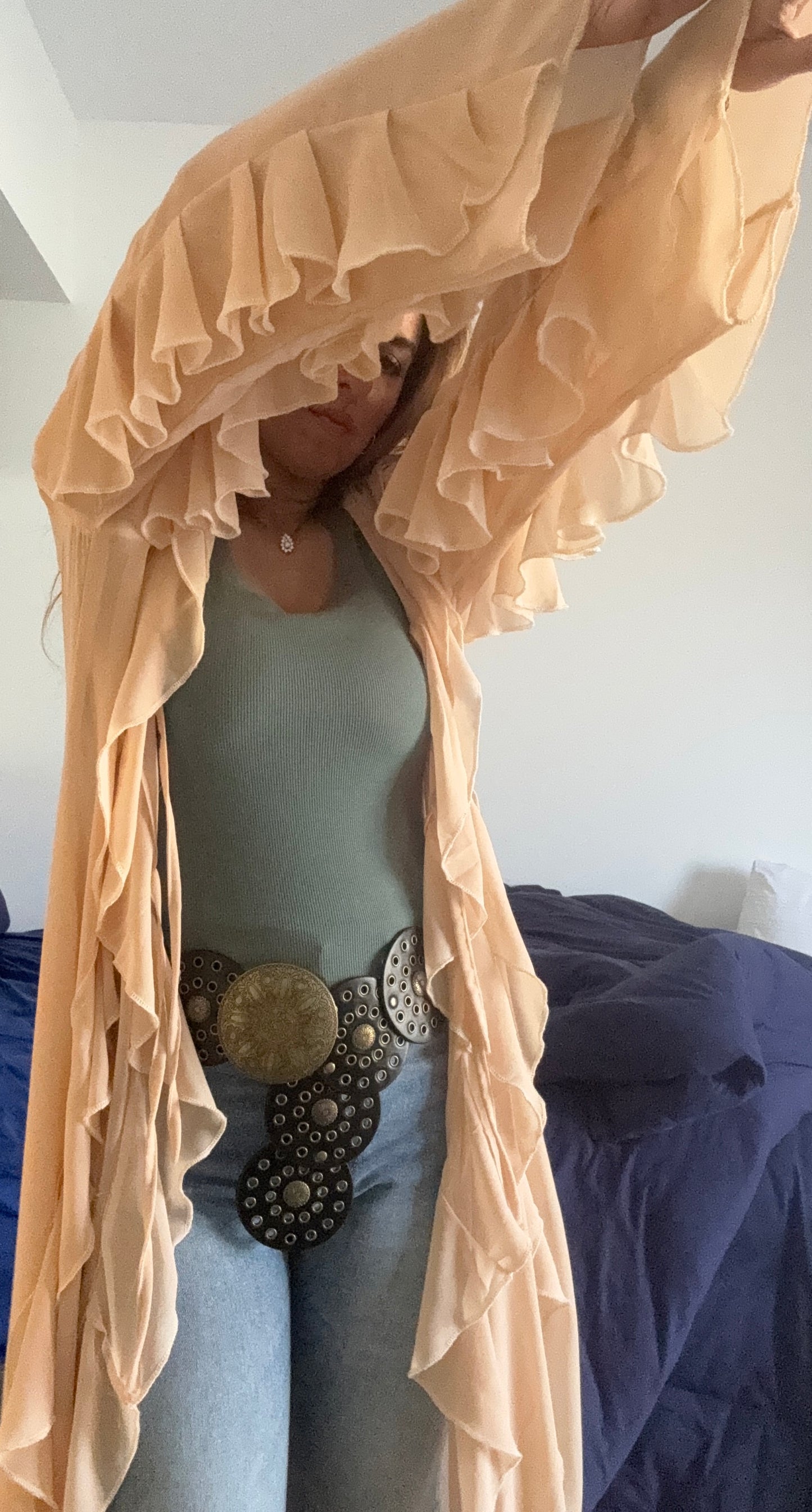 Chiffon raffle cardigan