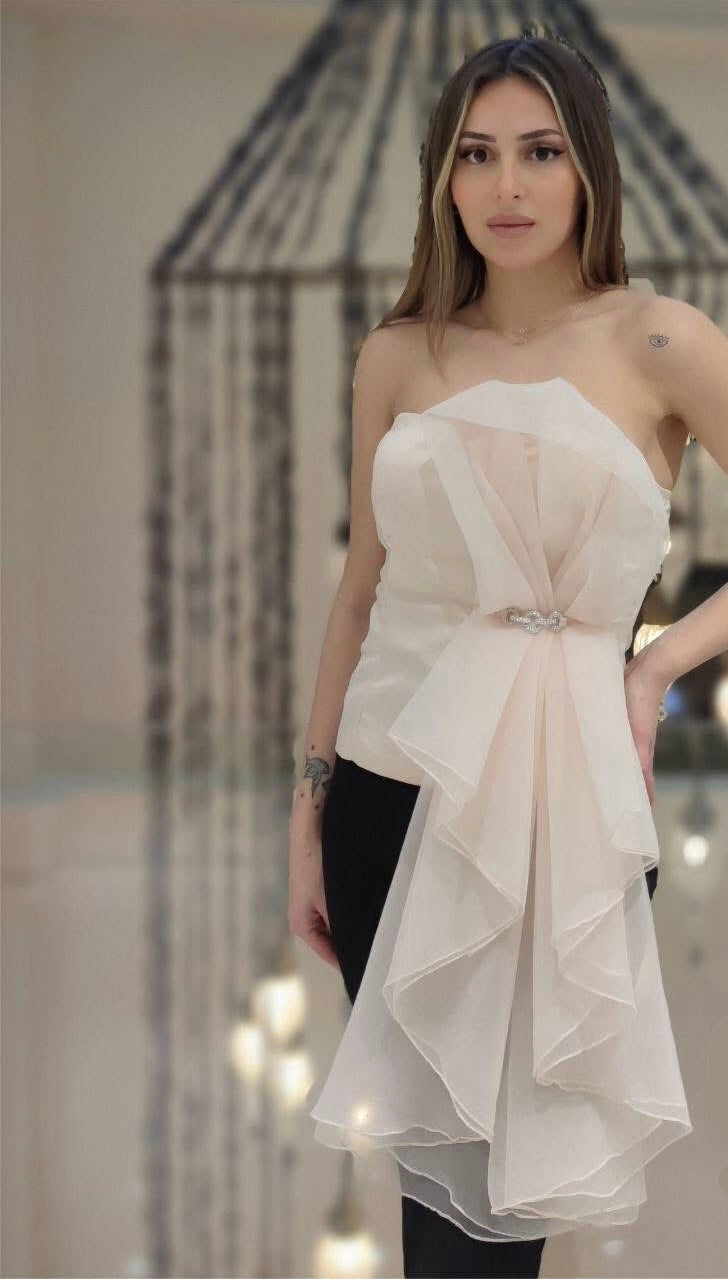 Satin with organza bustier