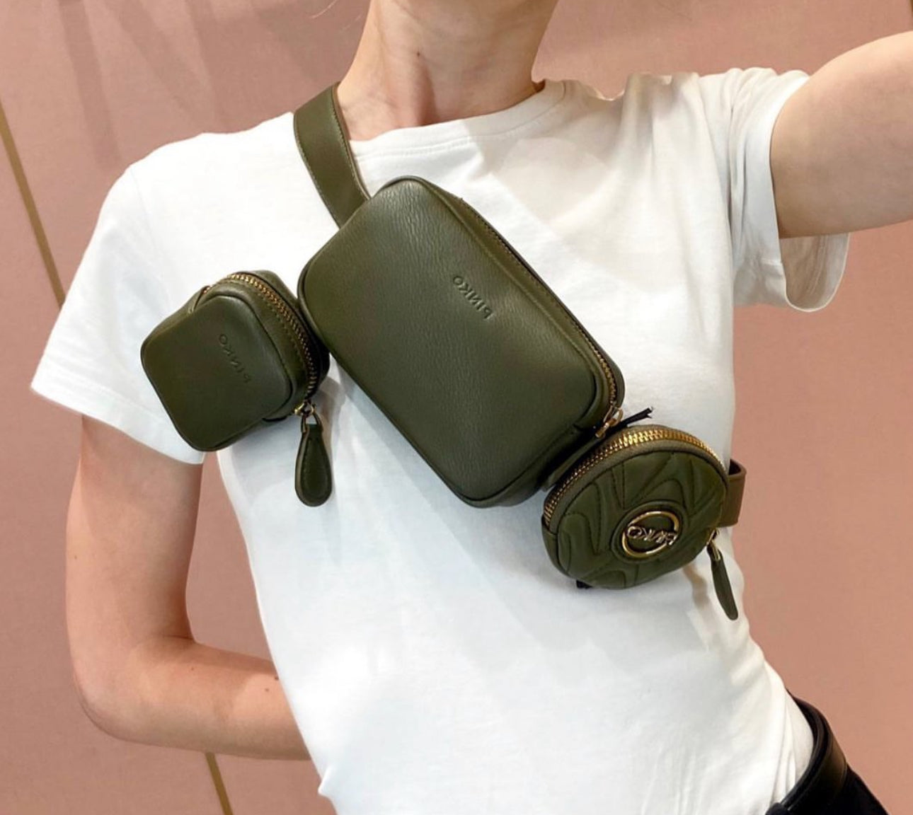 Pinko olive belt bag