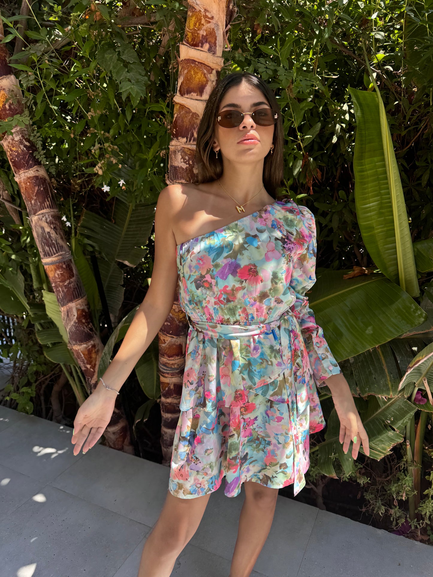Flower off shoulder dress