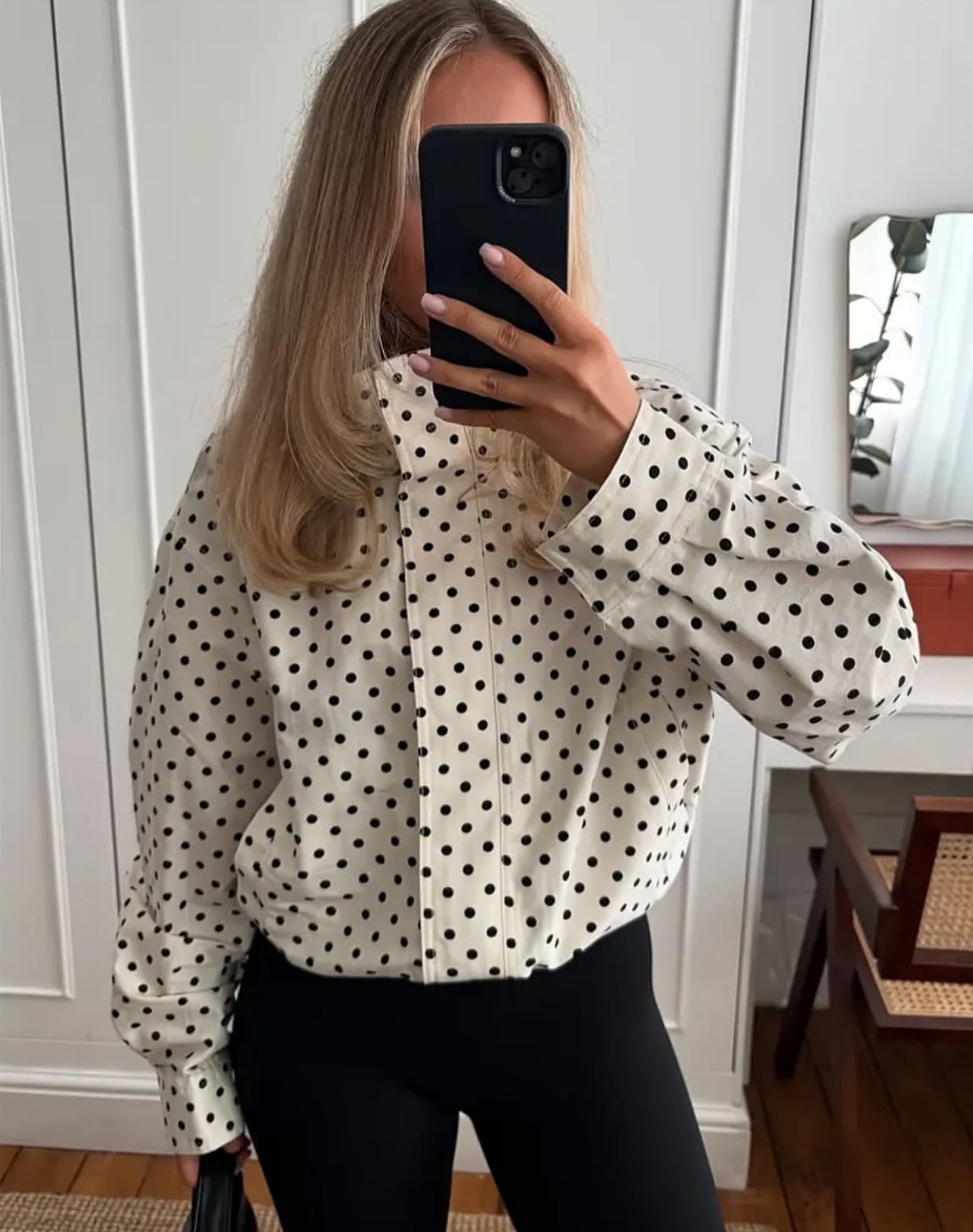 Polka jacket with twist waist