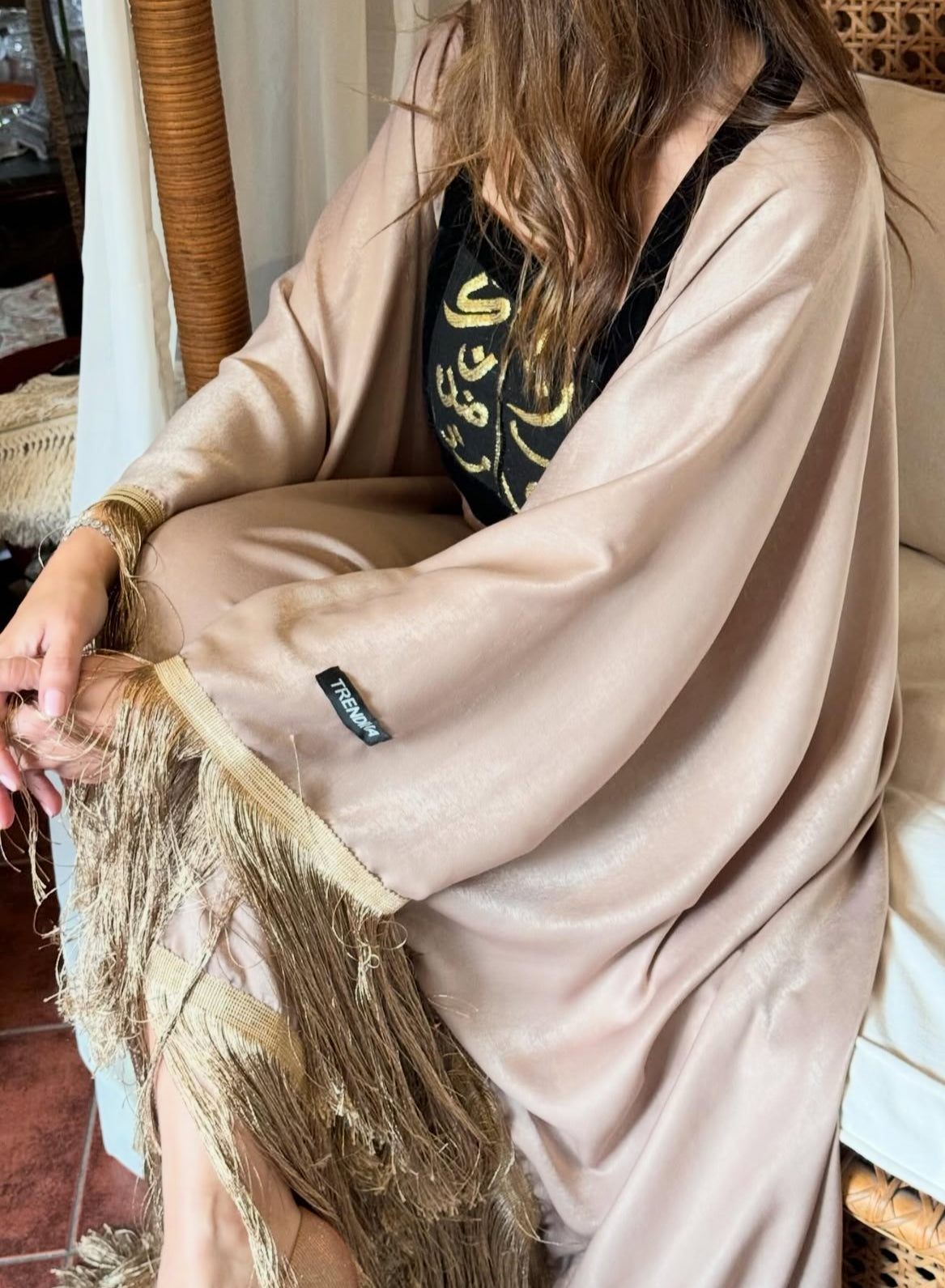 Calligraphy tassels abaya