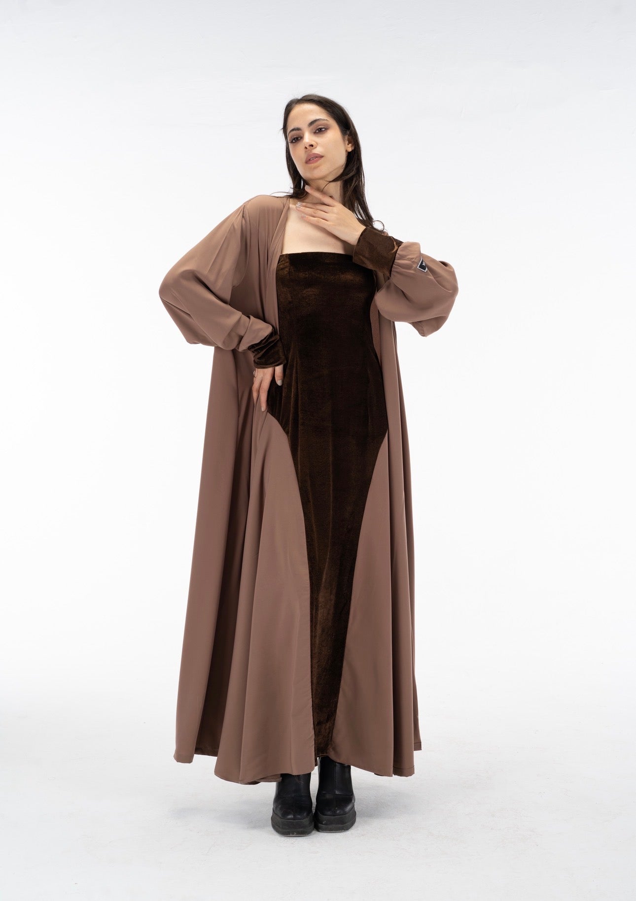Velvet crepe dress set