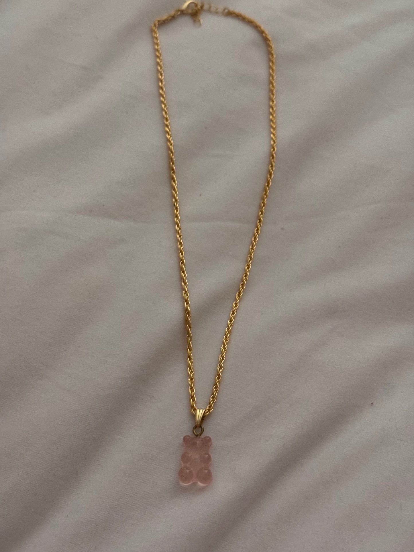 Pink teddy with chain