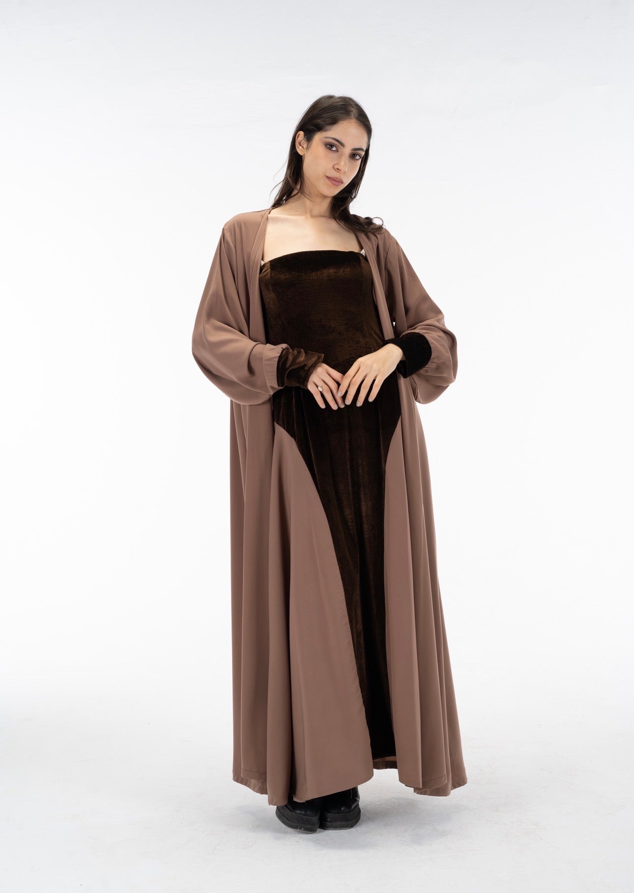 Velvet crepe dress set