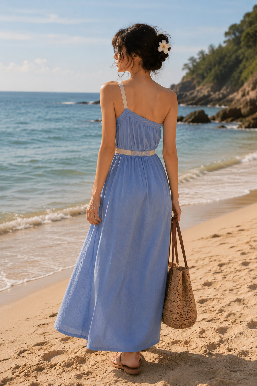 Linen off shoulder long dress