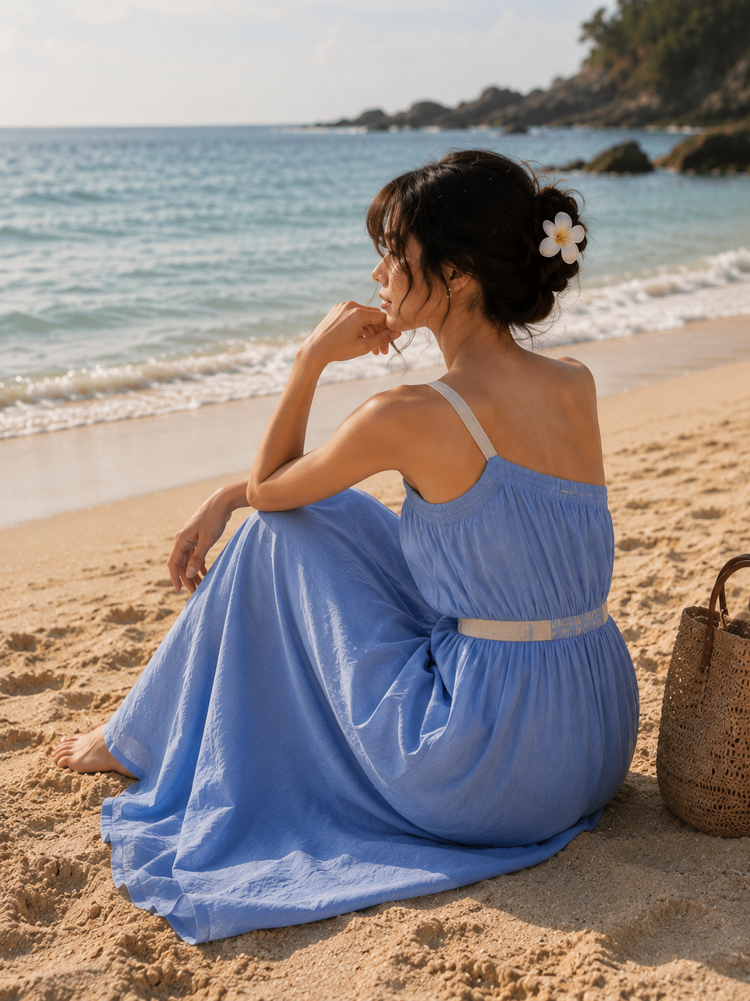 Linen off shoulder long dress