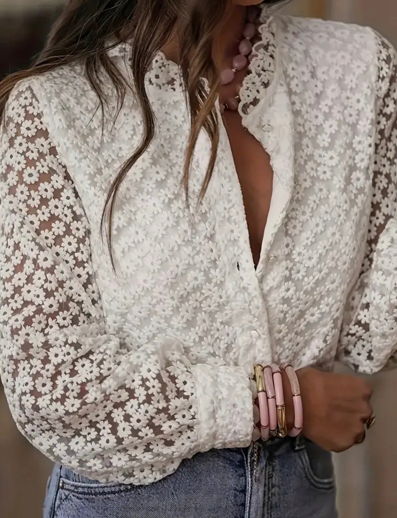 Flower white blouse