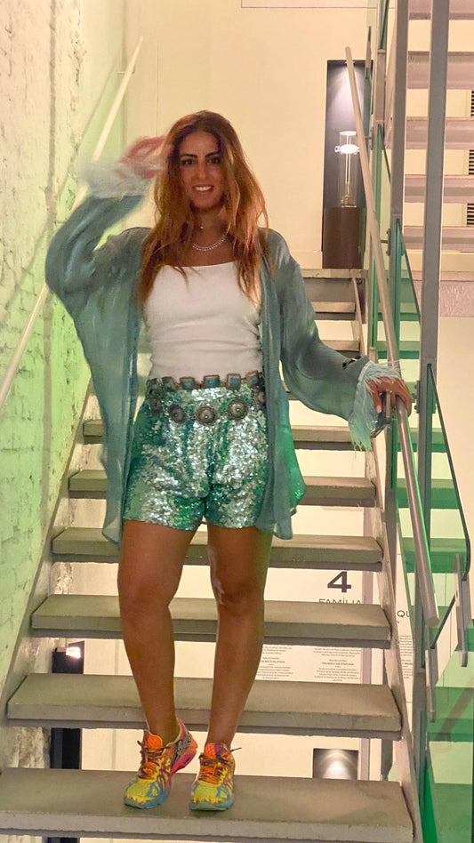 Mint short sequin set