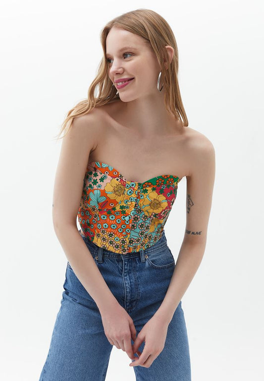 Flower bustier top