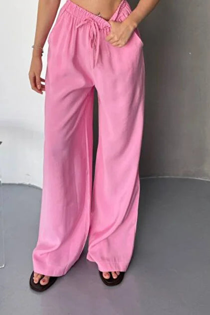 Pink linen pant