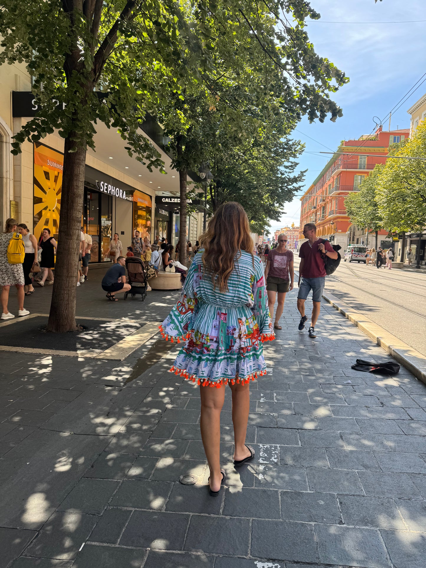 Short color pattern dress