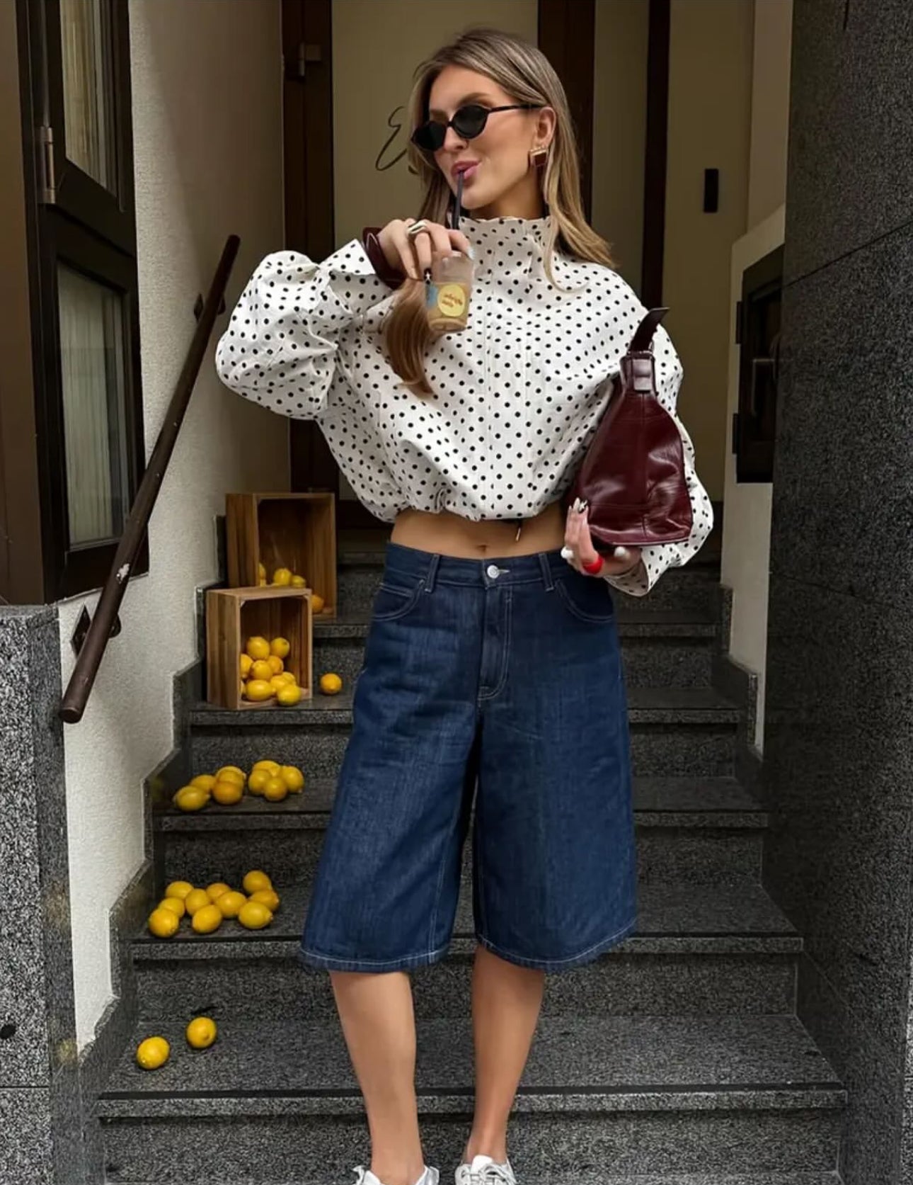 Polka jacket with twist waist