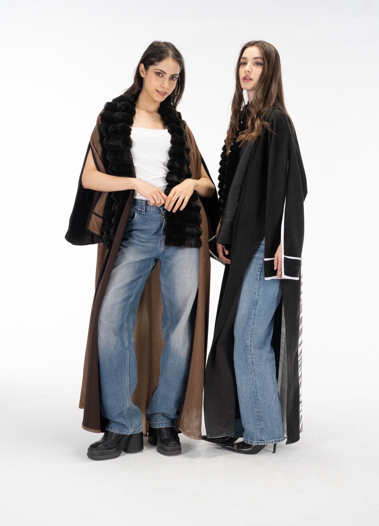 Zebra suede open sleeves kuftan