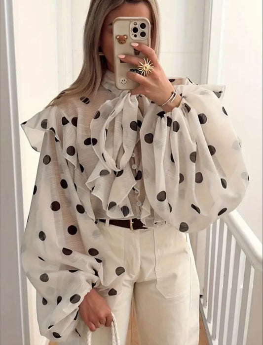 Polka chiffon shirt