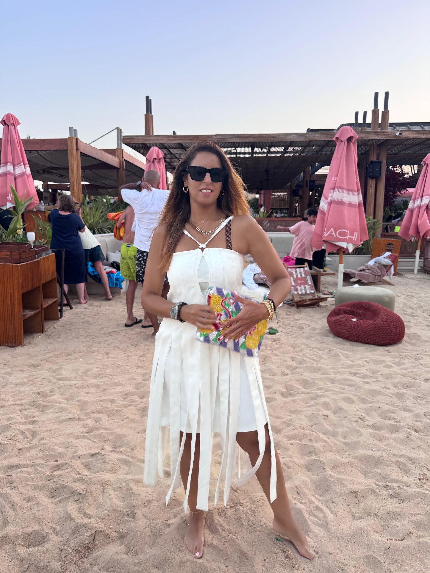 Off white fringed dress