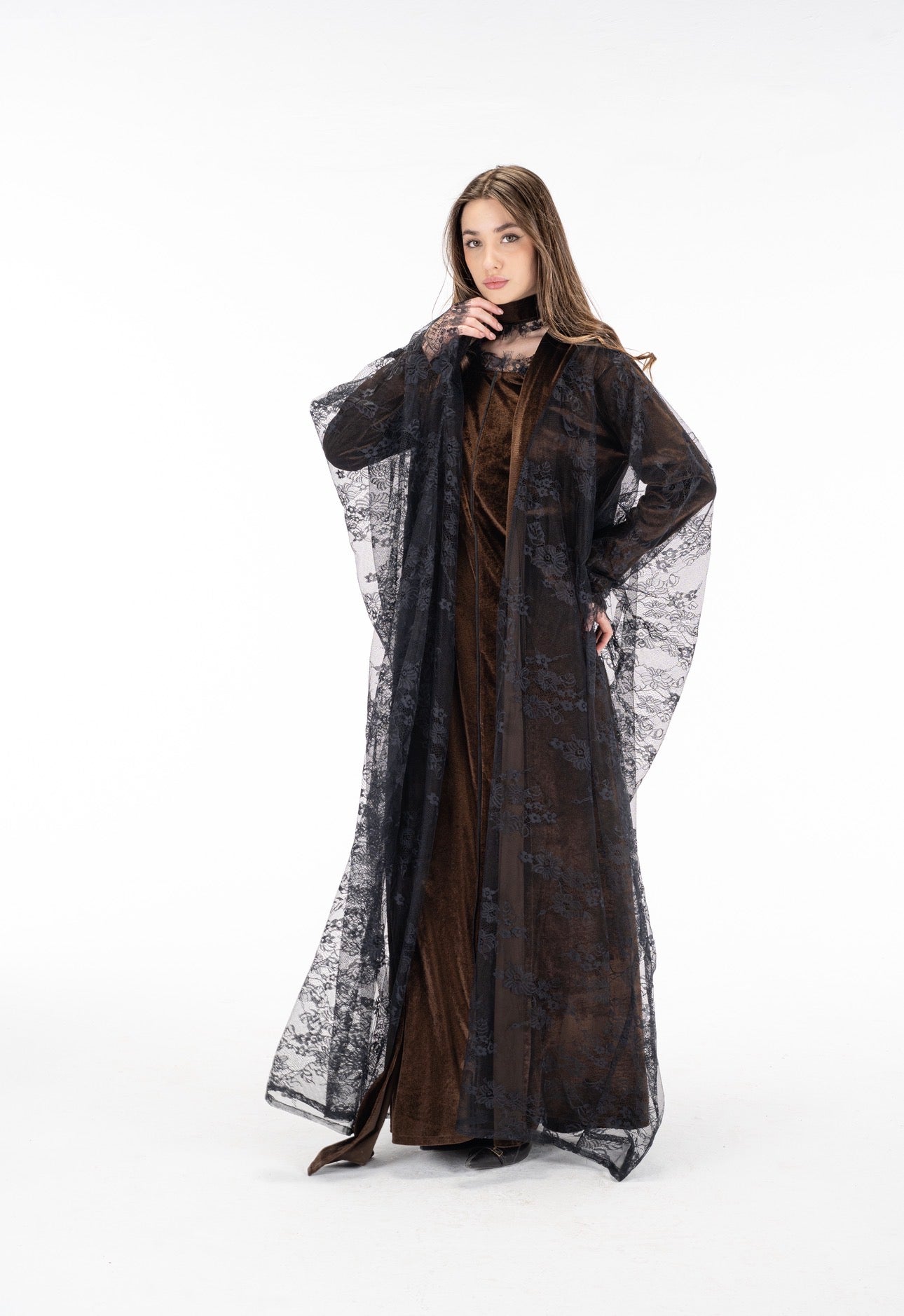 Layaal velvet dantell dress set