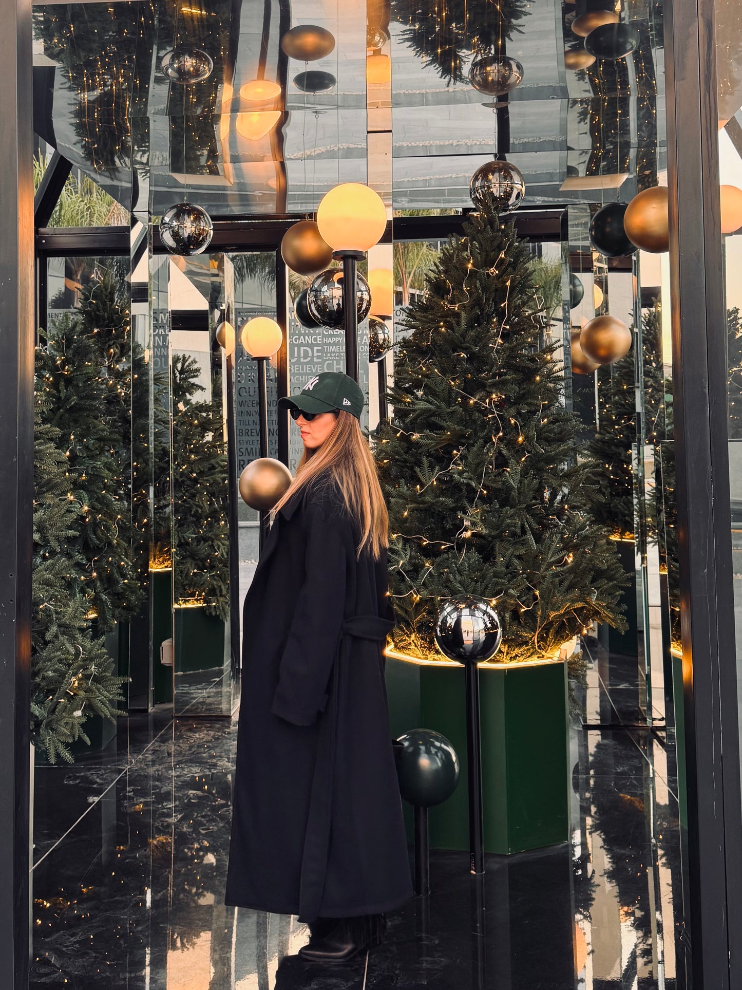 Black wool long coat