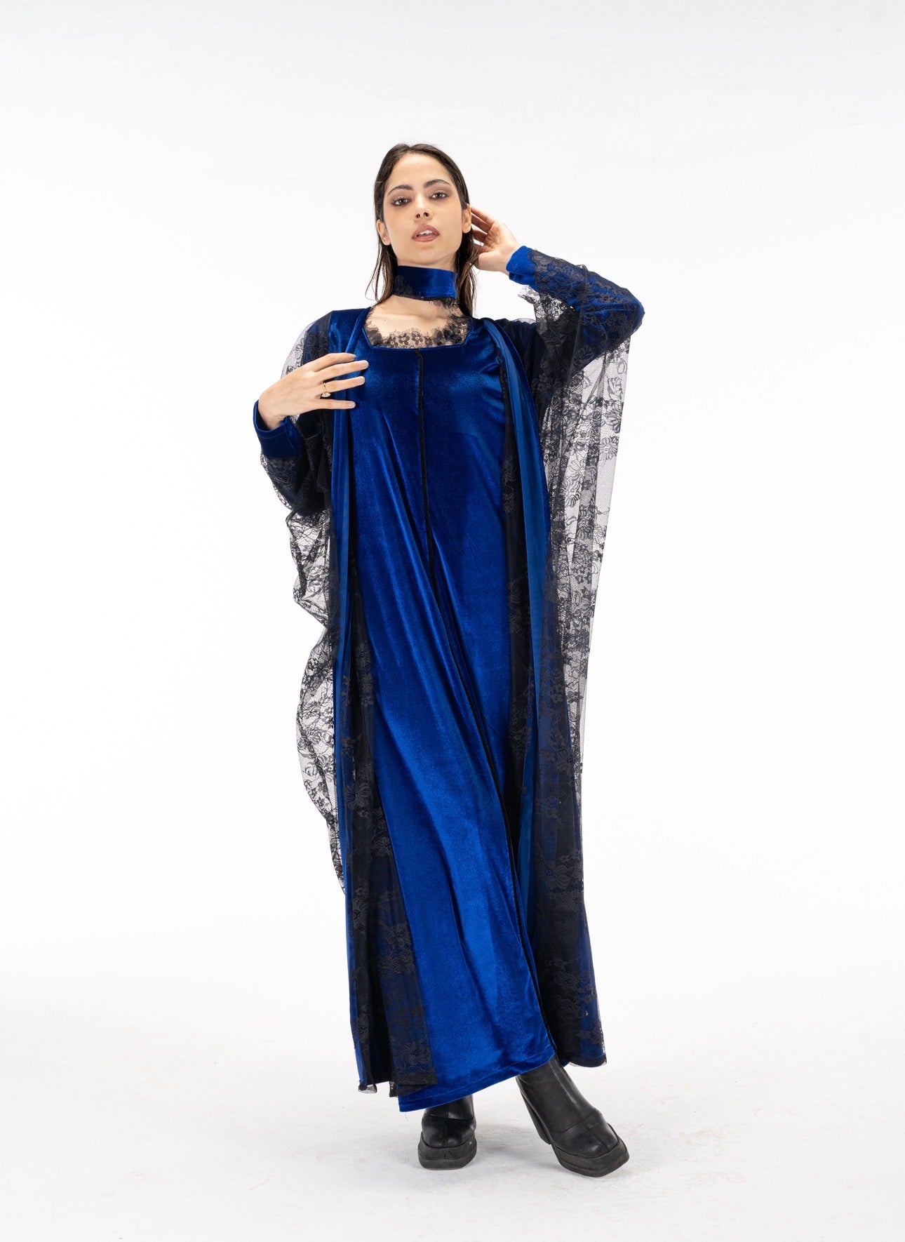 Layaal velvet dantell dress set