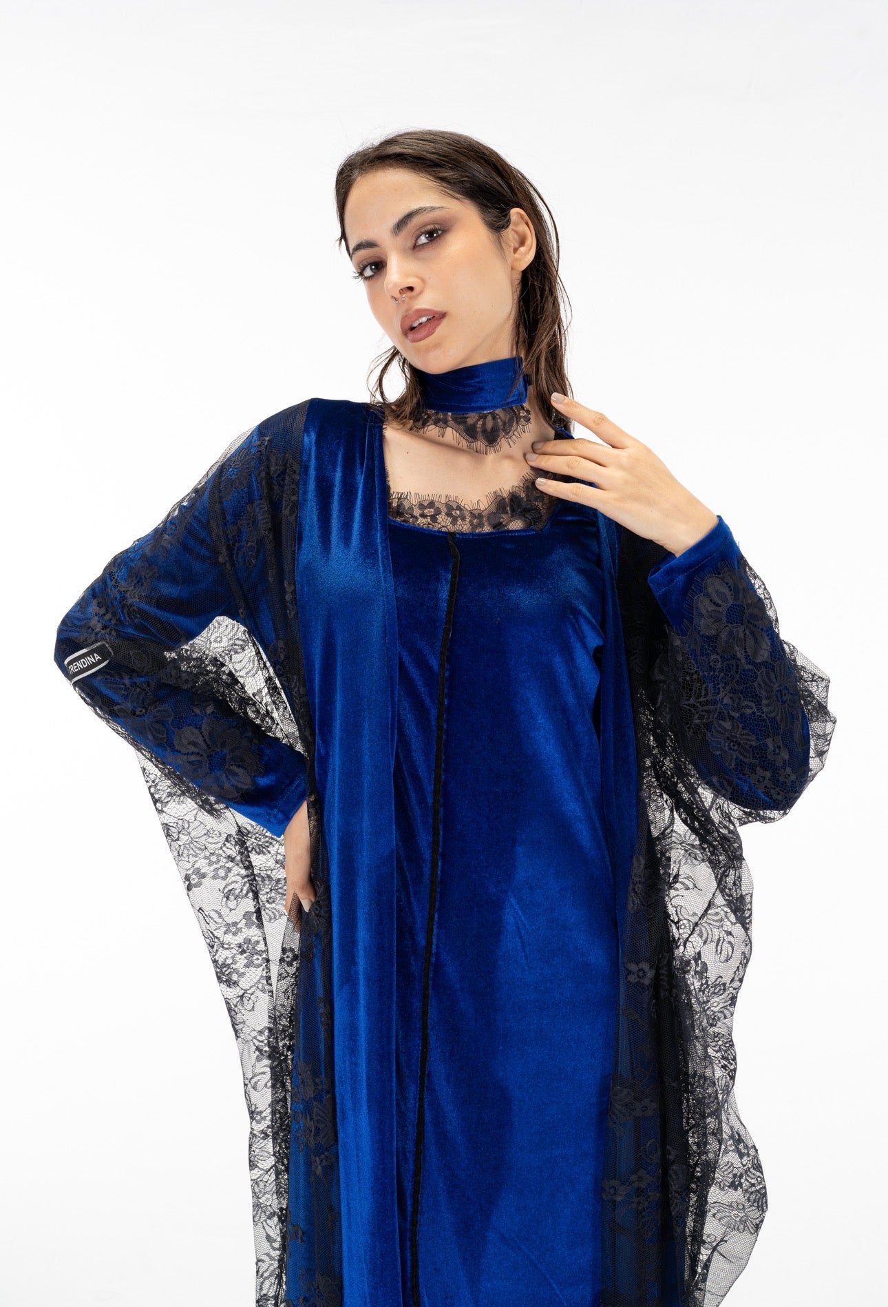 Layaal velvet dantell dress set